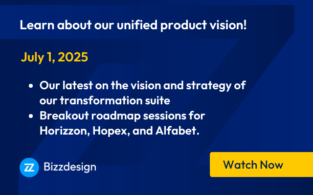 Click to watch the recording of the Bizzdesign 2025 Q2 product vision webinar